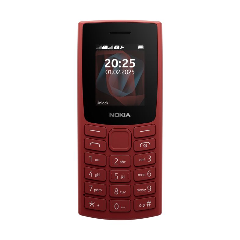 Nokia 105 Red UK Unlocked HMD | Simple Basic Button Phone